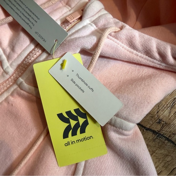 All in Motion Full Zip Hoodie Women’s Size XS Pink Thumbholes  NEW - Picture 5 of 13
